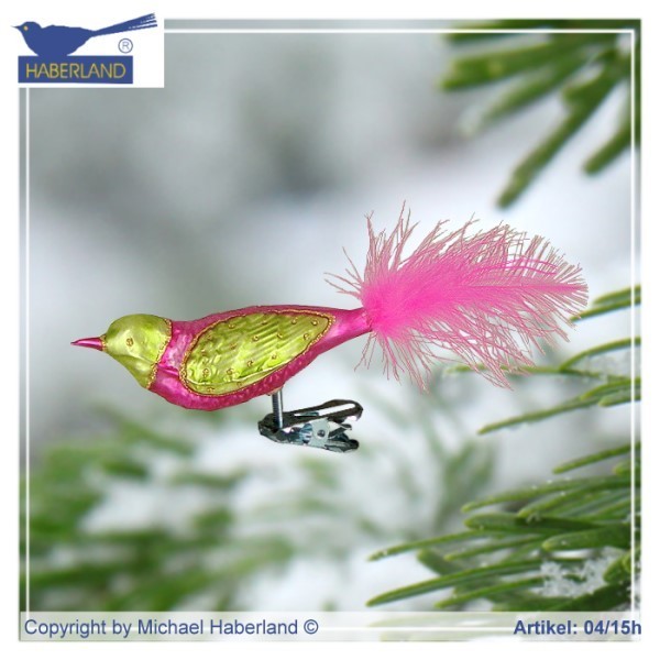 Vogel pink kiwi Figur Glas Haberland