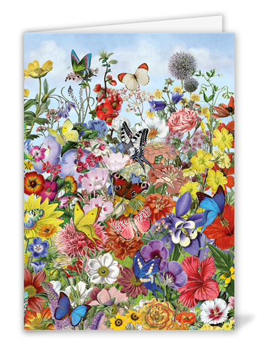 Blumenwiese Schmetterling Glückwunschkarte
