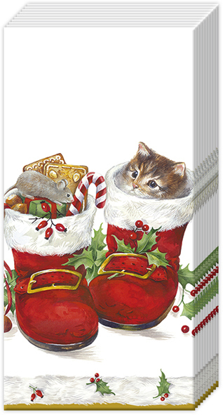 Katze Weihnachtsstiefel Papiertaschentücher