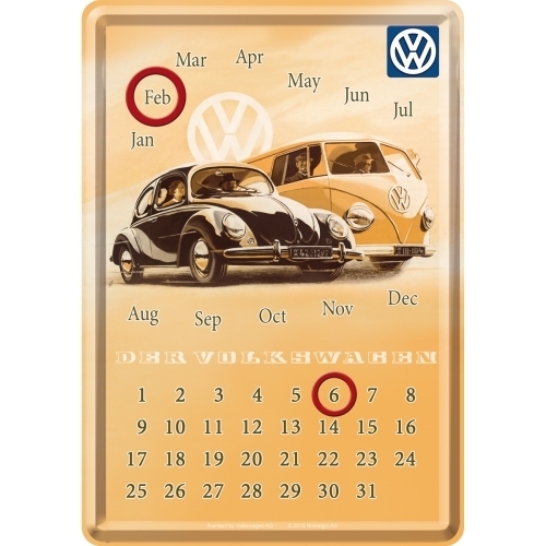 VW Bulli Käfer Metallschild Kalender Karte