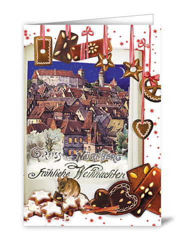 Nürnberg Burg Lebkuchen Weihnachtsklappkarte