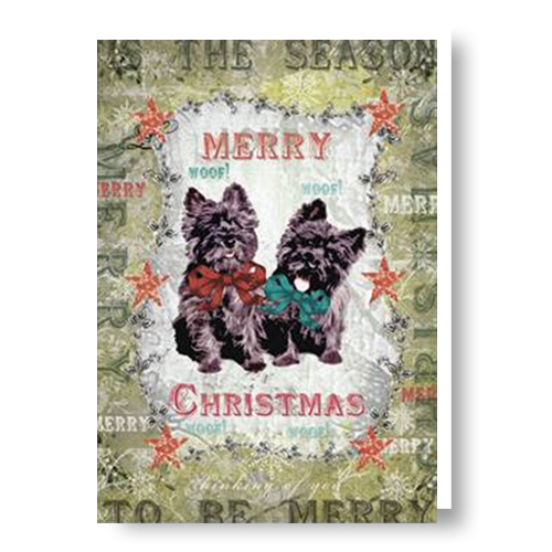 Scotch Terrier Merry Christmas Klappkarte
